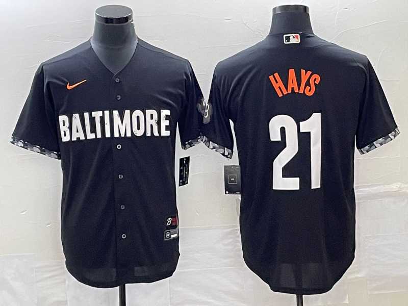 Mens Baltimore Orioles #21 Austin Hays Black 2023 City Connect Cool Base Stitched Jersey->baltimore orioles->MLB Jersey